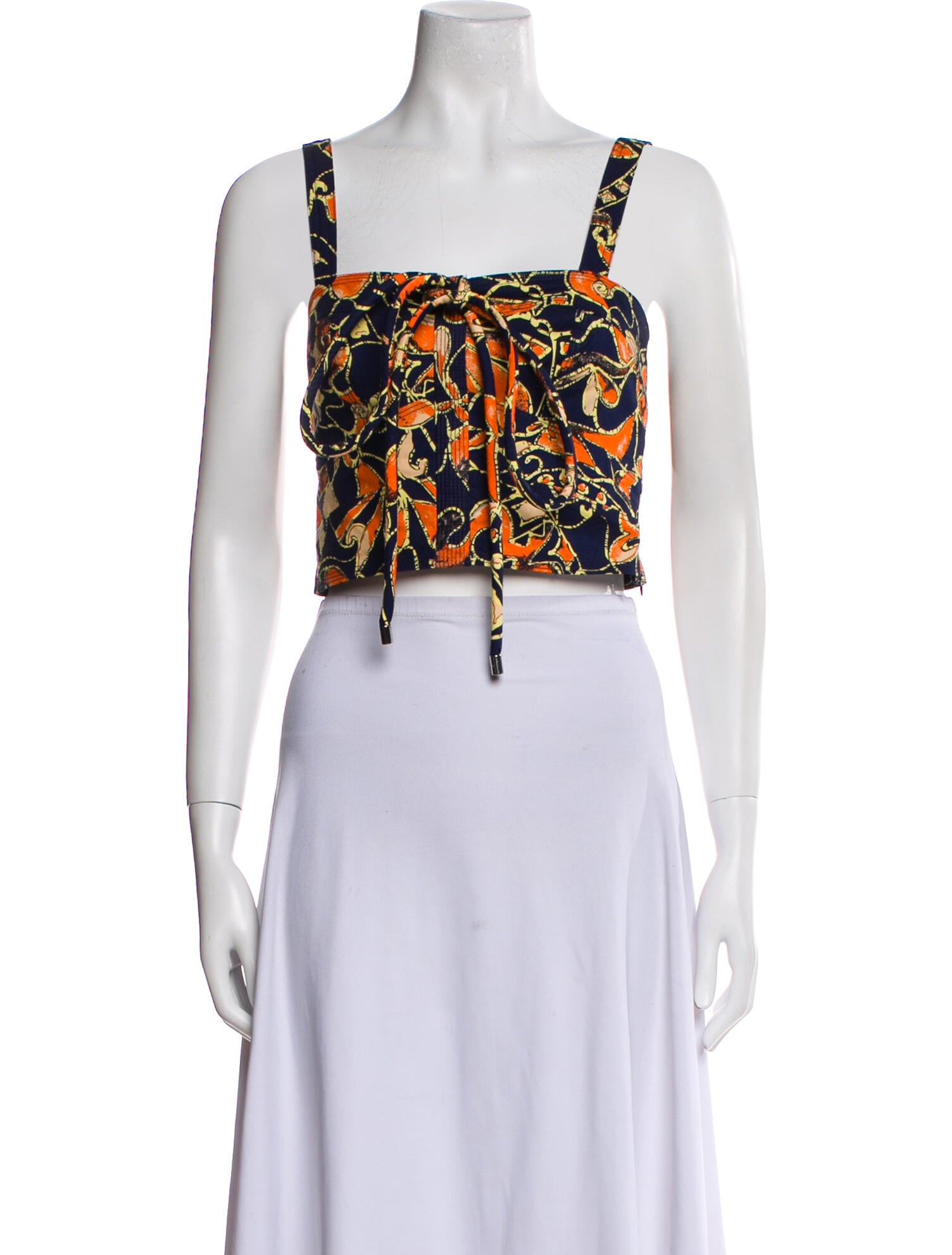 A.L.C. Printed Square Neckline Crop Top