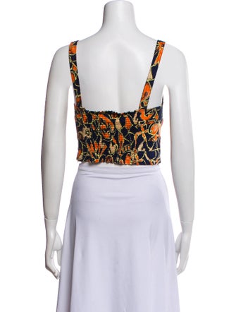 A.L.C. Printed Square Neckline Crop Top