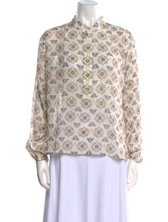 A.L.C. Printed Mock Neck Blouse
