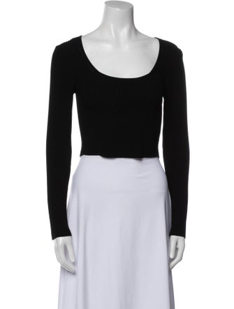 A.L.C. Scoop Neck Long Sleeve Crop Top