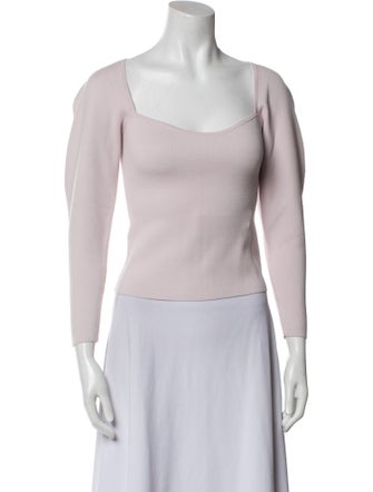 A.L.C. Square Neckline Three-Quarter Sleeve Crop Top