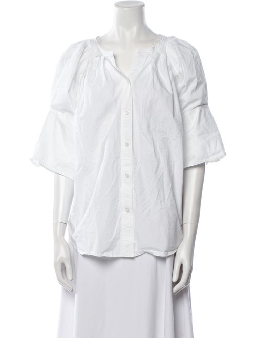 A.L.C. V-Neck Three-Quarter Sleeve Button-Up Top