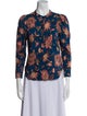 A.L.C. Floral Print Crew Neck Button-Up Top