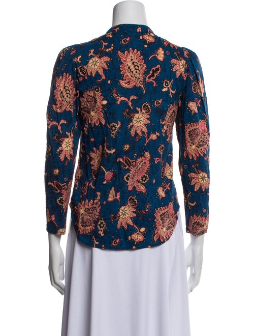 A.L.C. Floral Print Crew Neck Button-Up Top