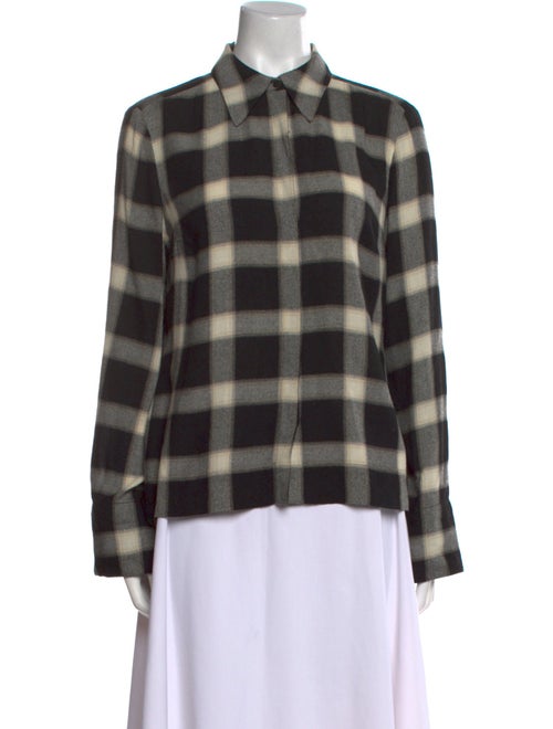 A.L.C. Wool Plaid Print Button-Up Top