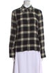 A.L.C. Wool Plaid Print Button-Up Top