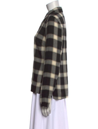 A.L.C. Wool Plaid Print Button-Up Top
