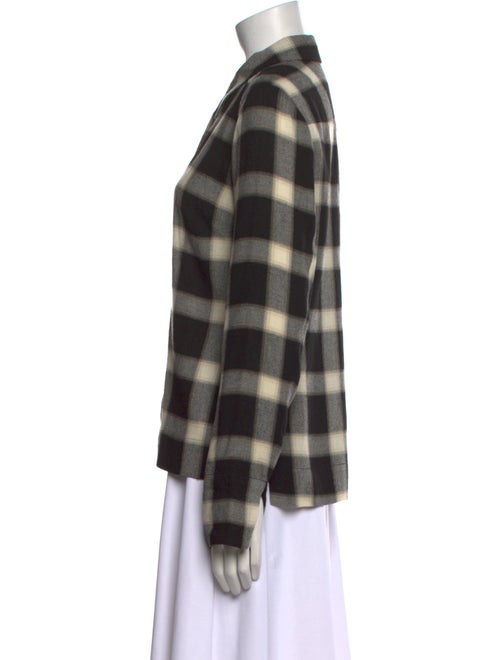 A.L.C. Wool Plaid Print Button-Up Top