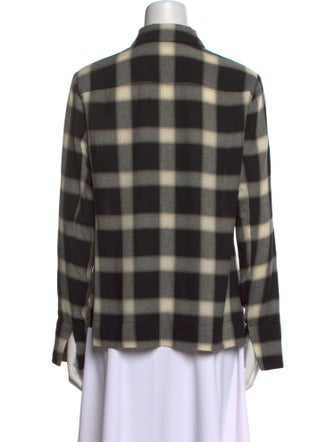 A.L.C. Wool Plaid Print Button-Up Top