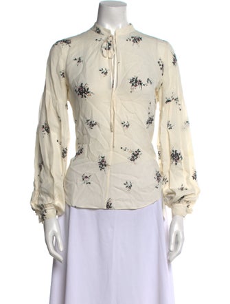 A.L.C. Silk Floral Print Button-Up Top