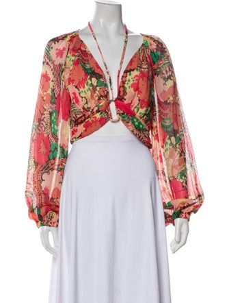 A.L.C. Silk Floral Print Crop Top