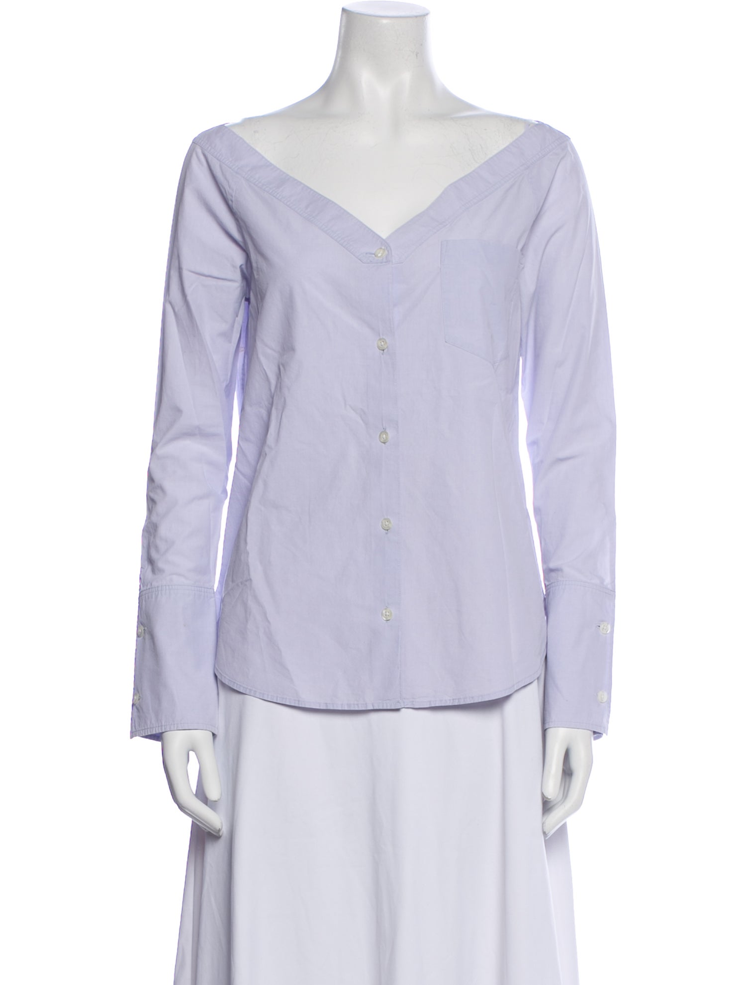 A.L.C. V-Neck Long Sleeve Button-Up Top