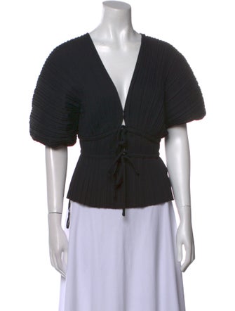 A.L.C. V-Neck Short Sleeve Crop Top