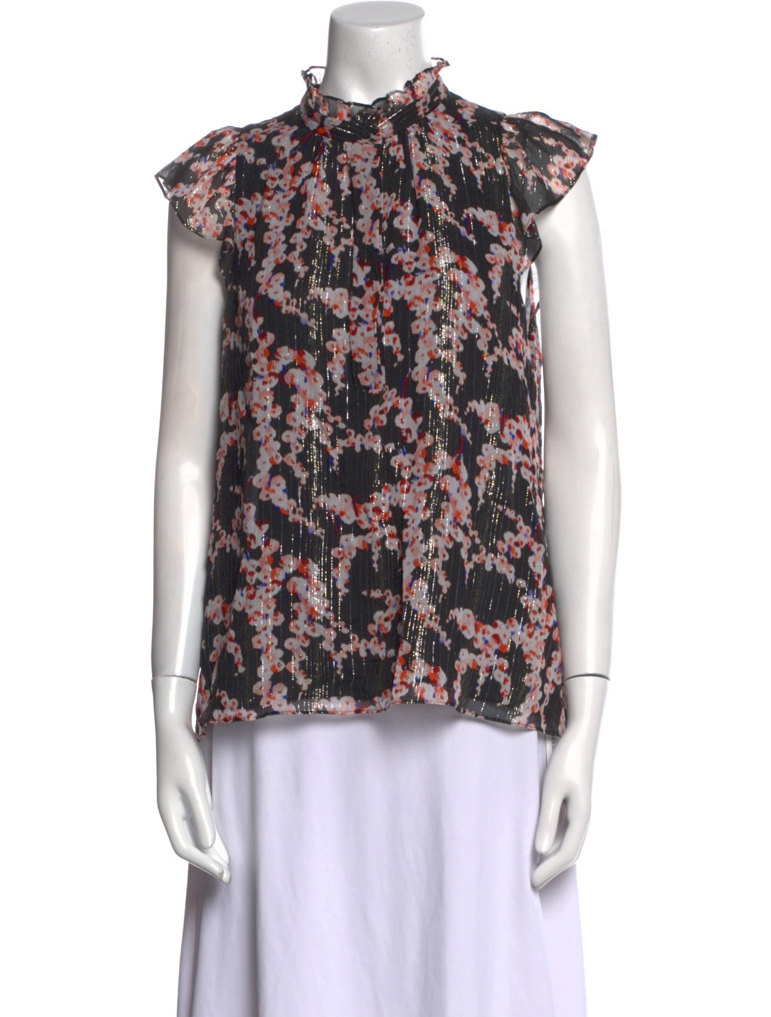 A.L.C. Floral Print Mock Neck Blouse