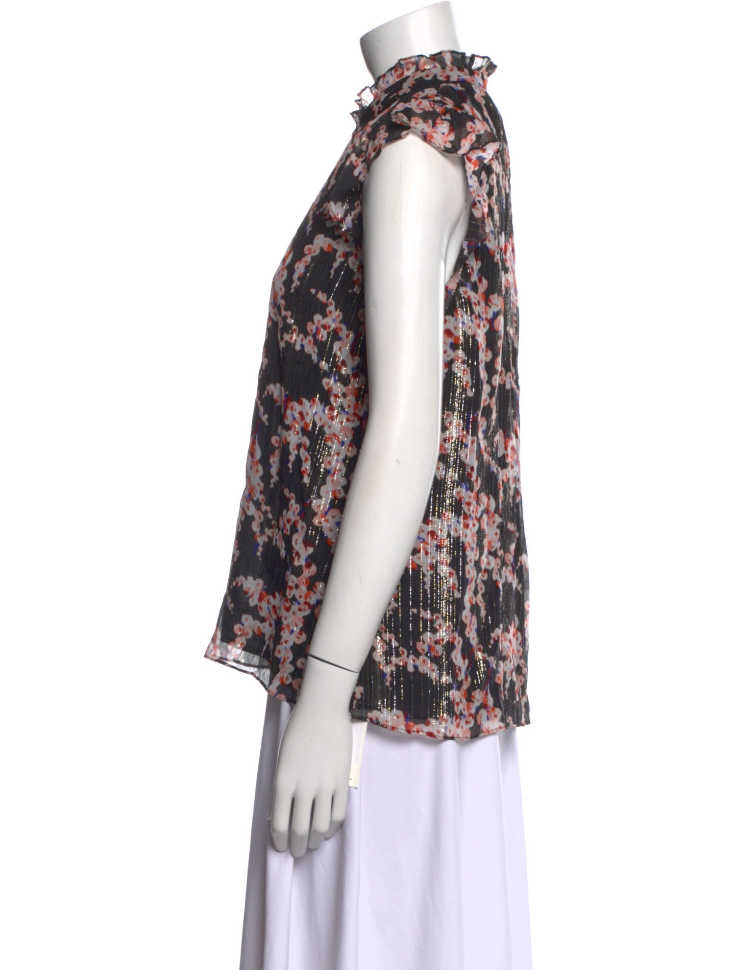 A.L.C. Floral Print Mock Neck Blouse
