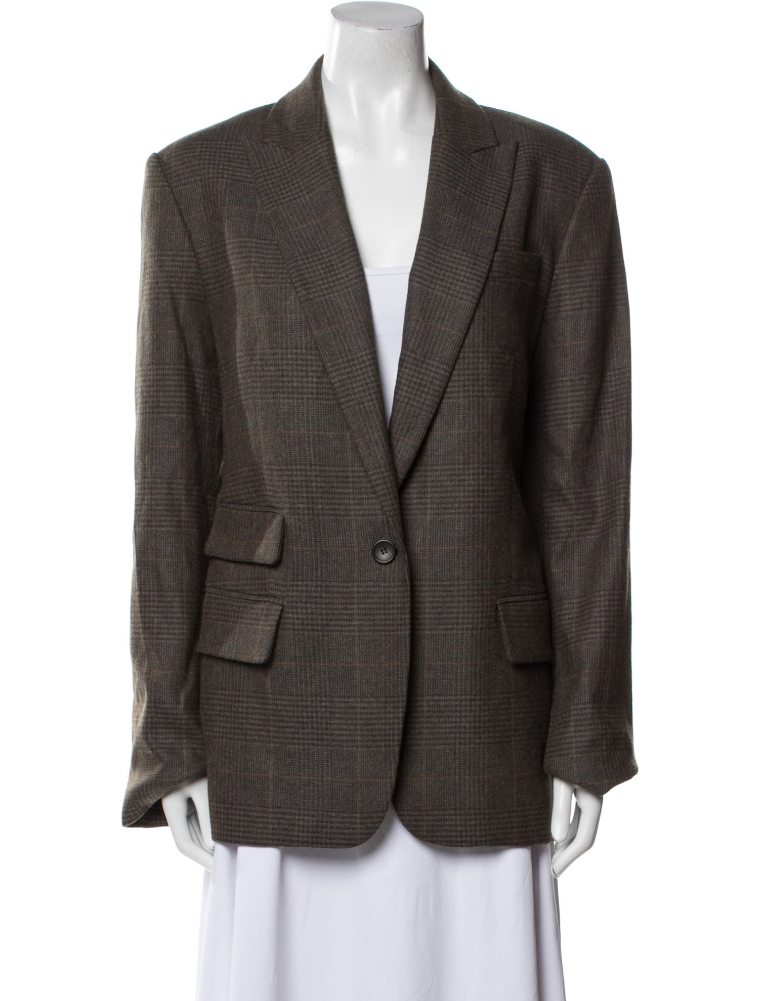 A.L.C. Wool Plaid Print Blazer