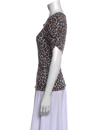A.L.C. Animal Print Scoop Neck T-Shirt