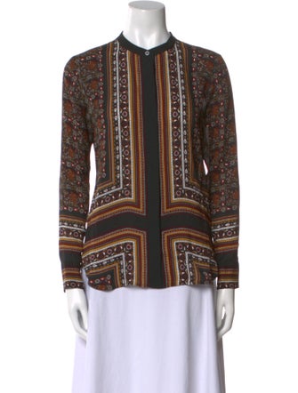 A.L.C. Silk Printed Button-Up Top