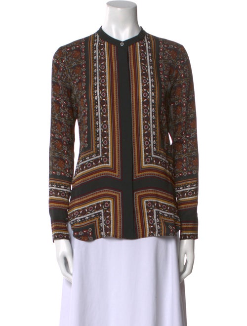 A.L.C. Silk Printed Button-Up Top