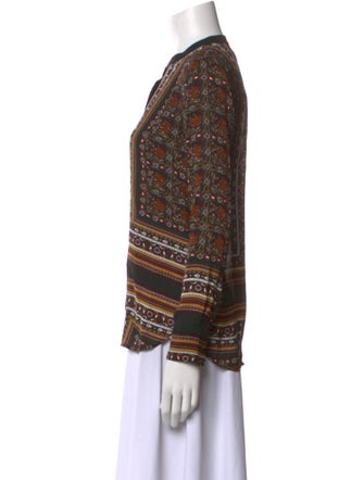 A.L.C. Silk Printed Button-Up Top