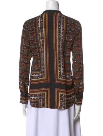 A.L.C. Silk Printed Button-Up Top