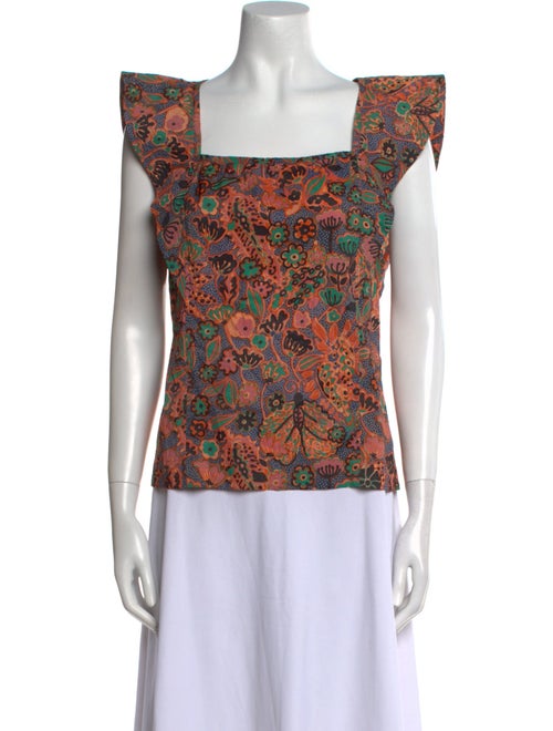 A.L.C. Printed Square Neckline Top