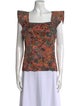 A.L.C. Printed Square Neckline Top