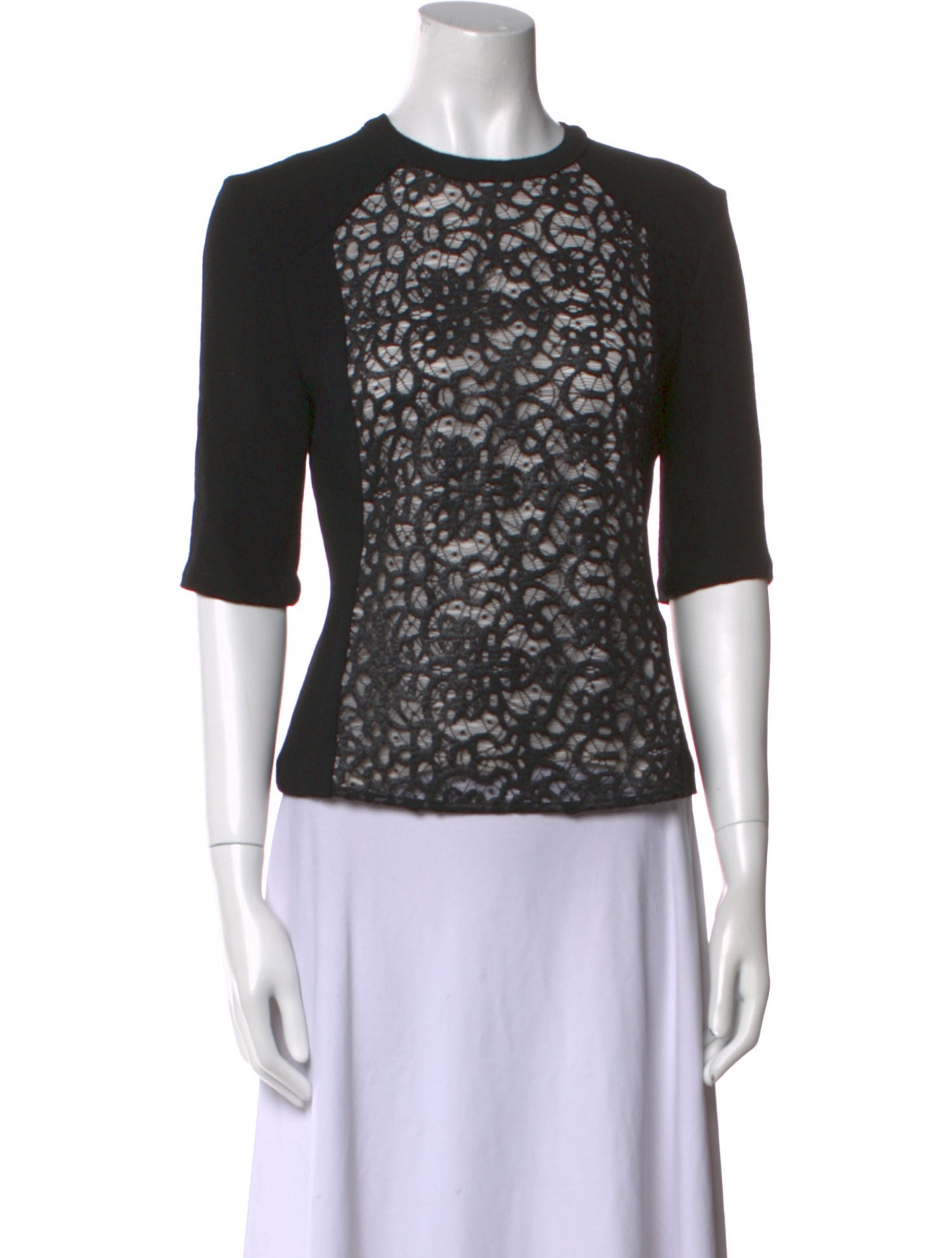 A.L.C. Lace Pattern Crew Neck Top