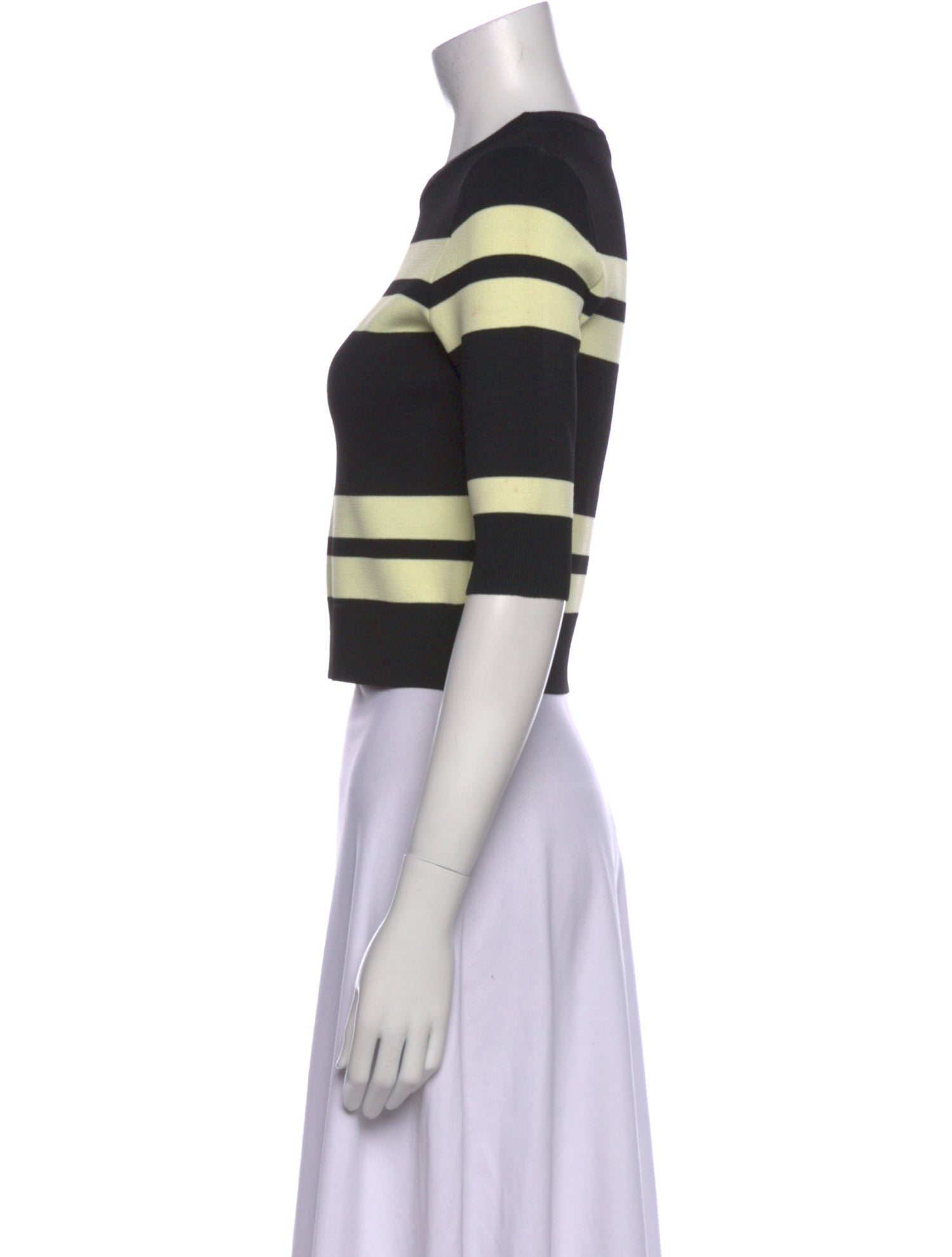 A.L.C. Striped Crew Neck Crop Top