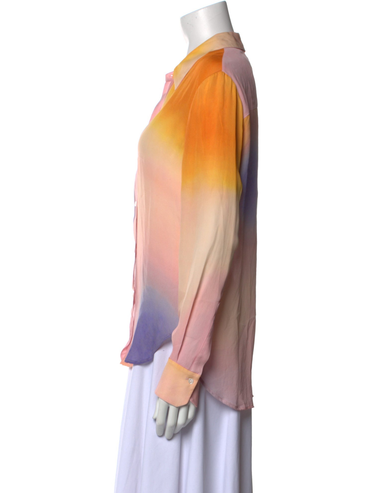 A.L.C. Silk Tie-Dye Print Button-Up Top