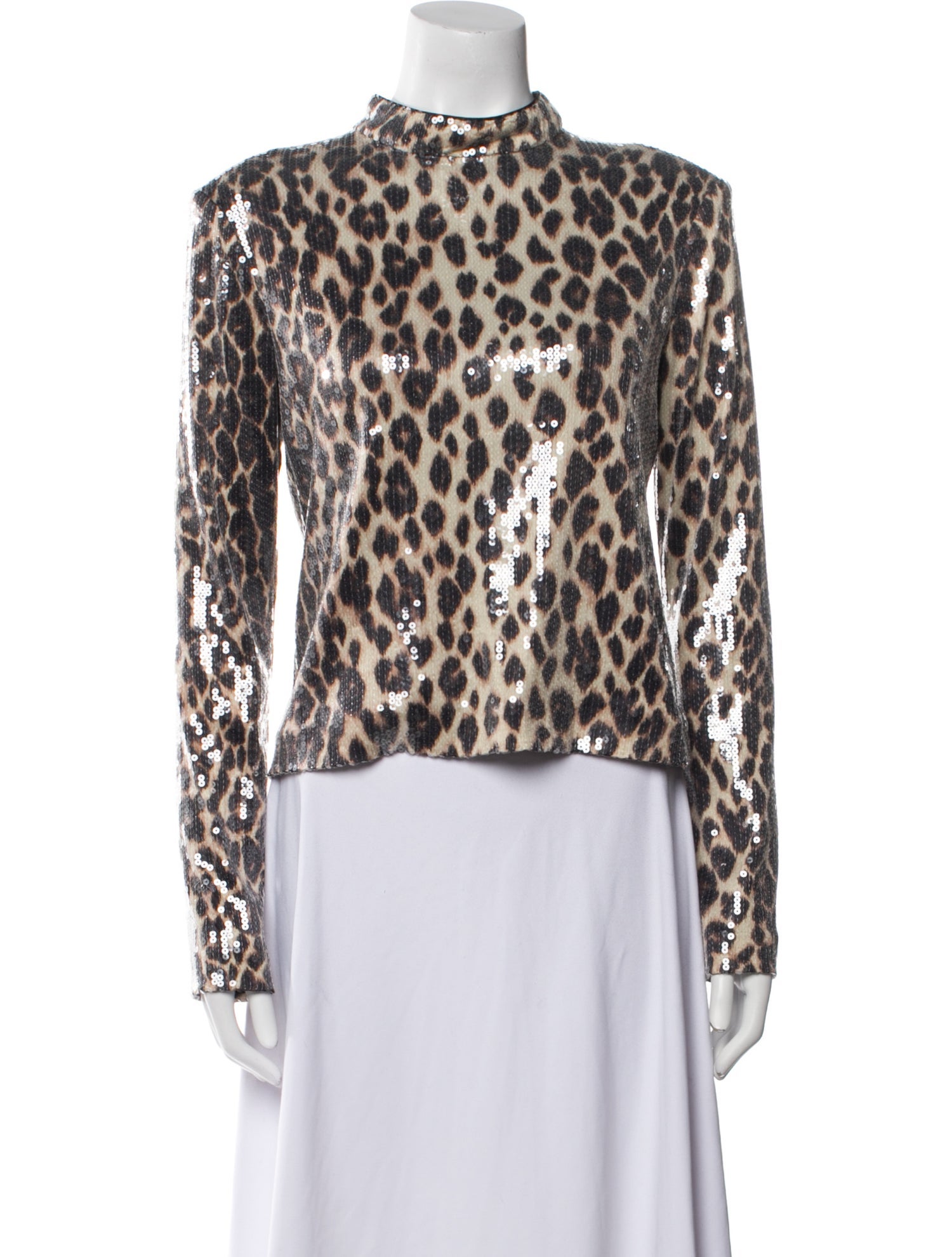 A.L.C. Animal Print Mock Neck Blouse