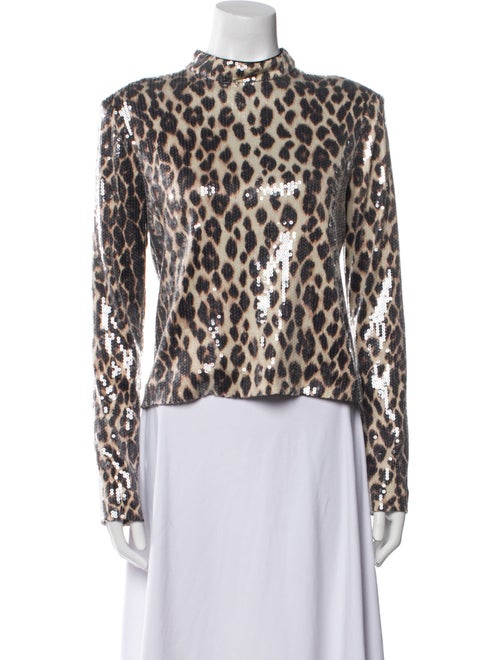 A.L.C. Animal Print Mock Neck Blouse