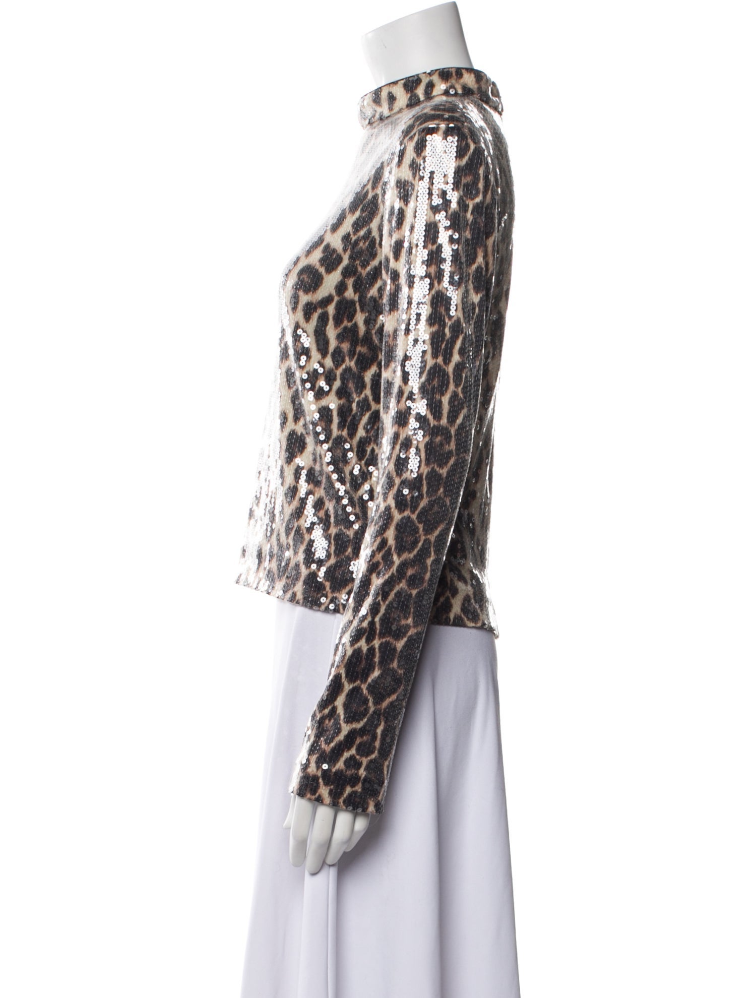A.L.C. Animal Print Mock Neck Blouse