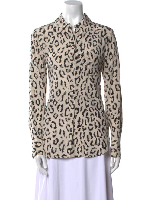 A.L.C. Silk Animal Print Button-Up Top