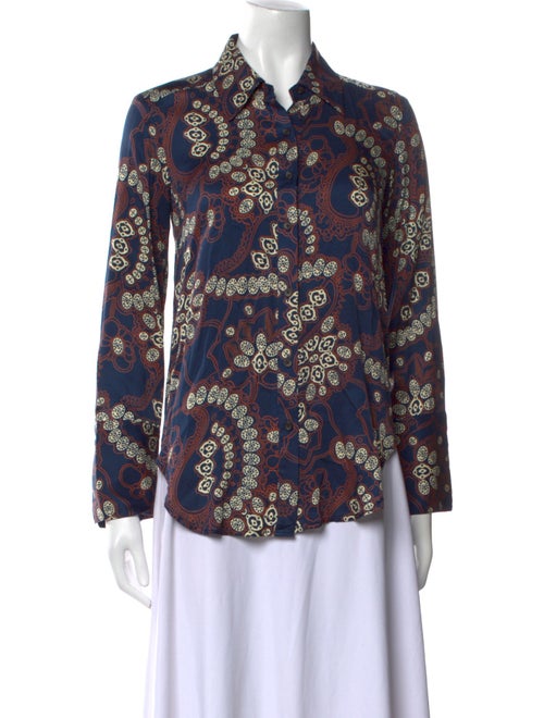 A.L.C. Printed Long Sleeve Button-Up Top