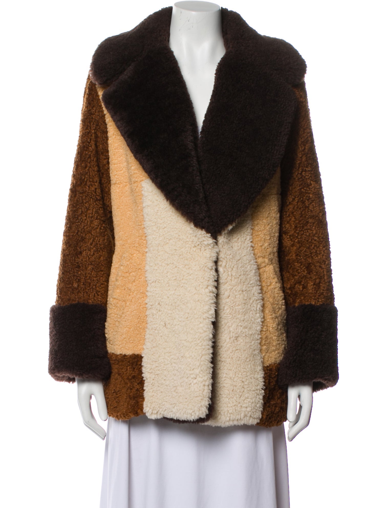 A.L.C. Colorblock Pattern Faux Fur Coat
