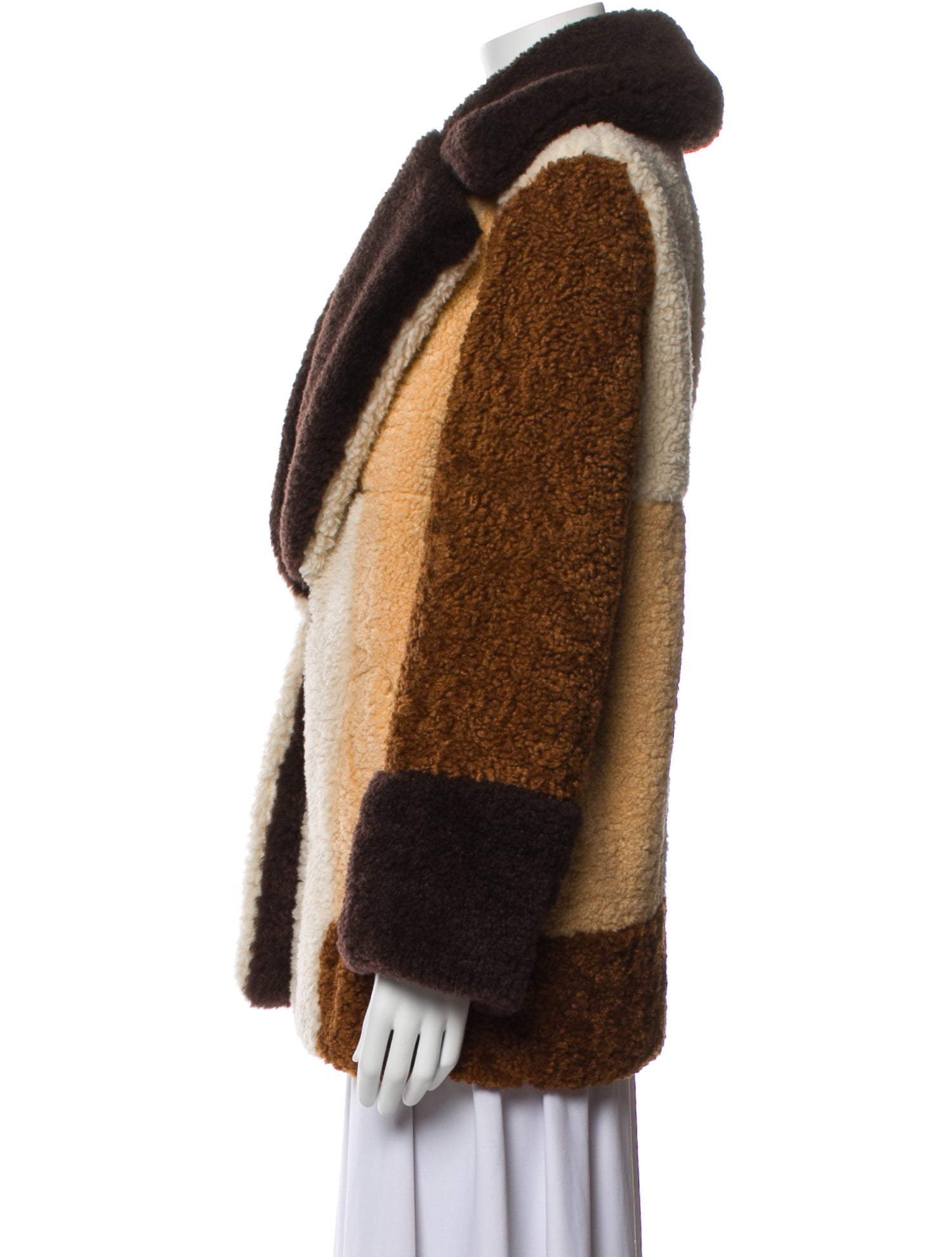 A.L.C. Colorblock Pattern Faux Fur Coat