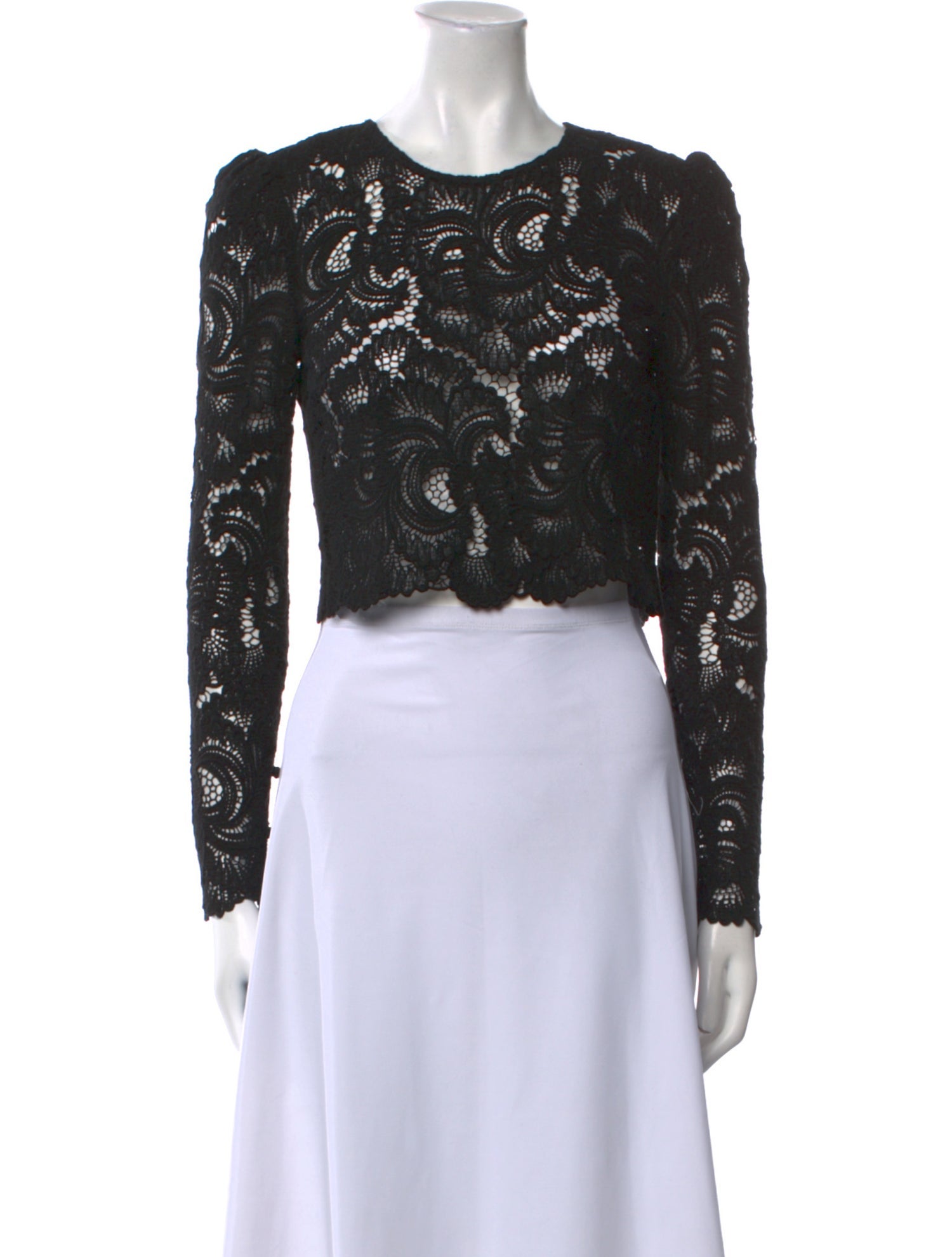 A.L.C. Lace Pattern Crew Neck Crop Top