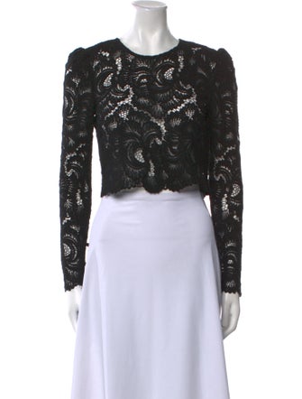 A.L.C. Lace Pattern Crew Neck Crop Top