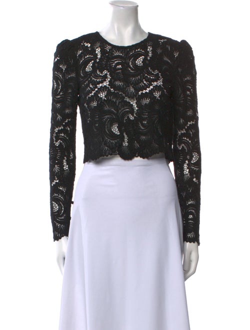 A.L.C. Lace Pattern Crew Neck Crop Top