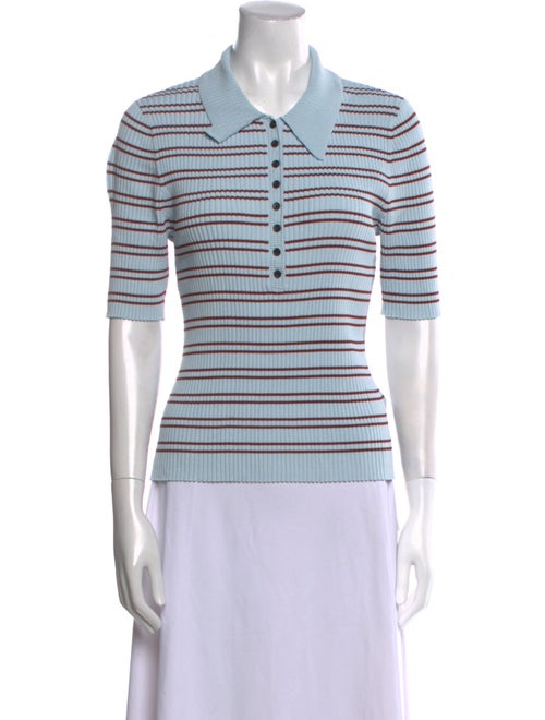 A.L.C. Striped Three-Quarter Sleeve Polo