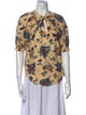 A.L.C. Floral Print Tie Neck Button-Up Top