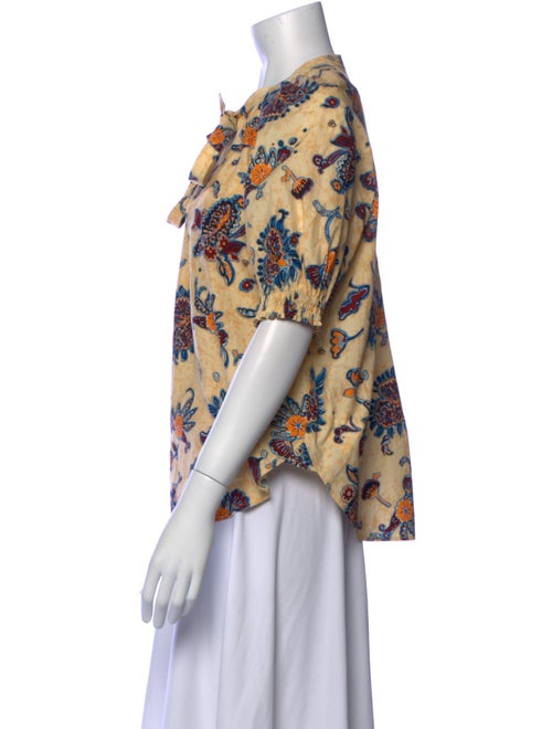 A.L.C. Floral Print Tie Neck Button-Up Top