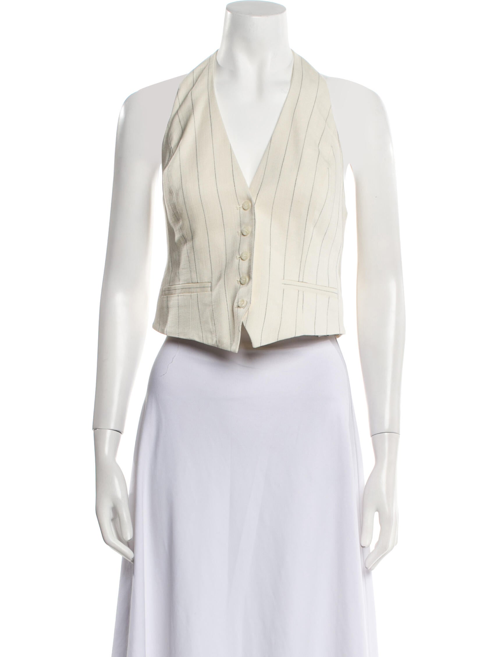 A.L.C. Striped V-Neck Crop Top