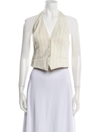 A.L.C. Striped V-Neck Crop Top