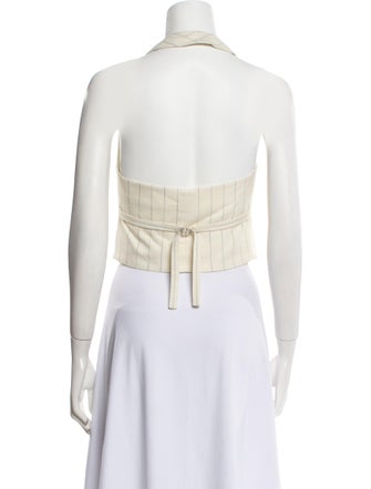 A.L.C. Striped V-Neck Crop Top