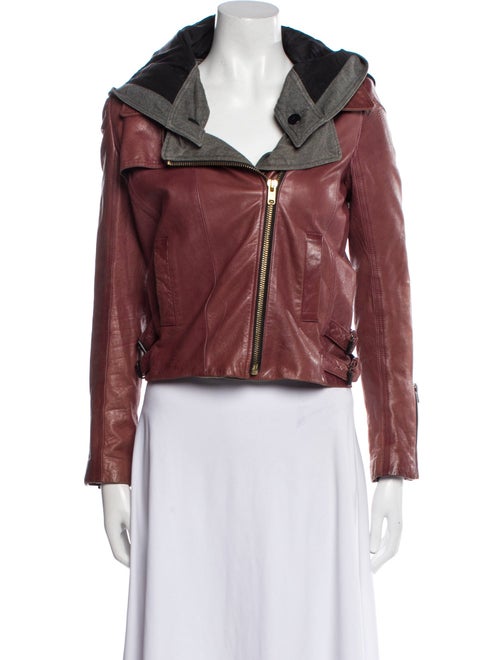 A.L.C. Leather Colorblock Pattern Biker Jacket