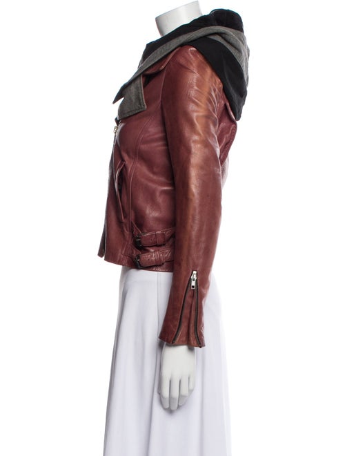A.L.C. Leather Colorblock Pattern Biker Jacket