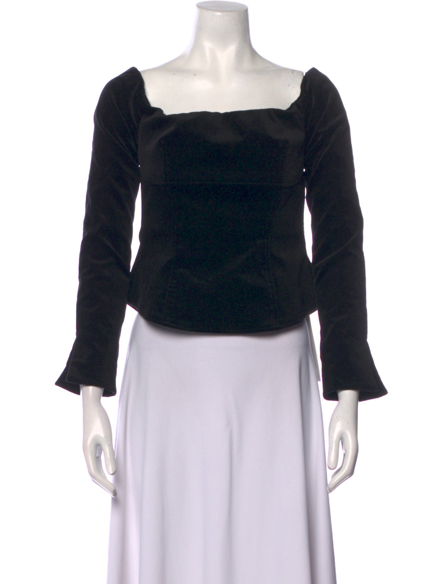 A.L.C. Square Neckline Three-Quarter Sleeve Crop Top