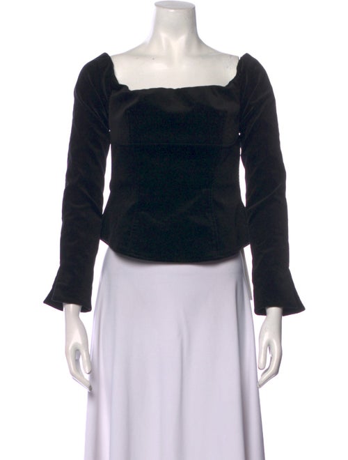 A.L.C. Square Neckline Three-Quarter Sleeve Crop Top